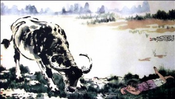 中国の伝統芸術 Painting - Xu Beihong コリドンと牛の伝統的な中国